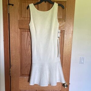 Spense White Sheath Midi Dress Scoop Neck Sleeveless